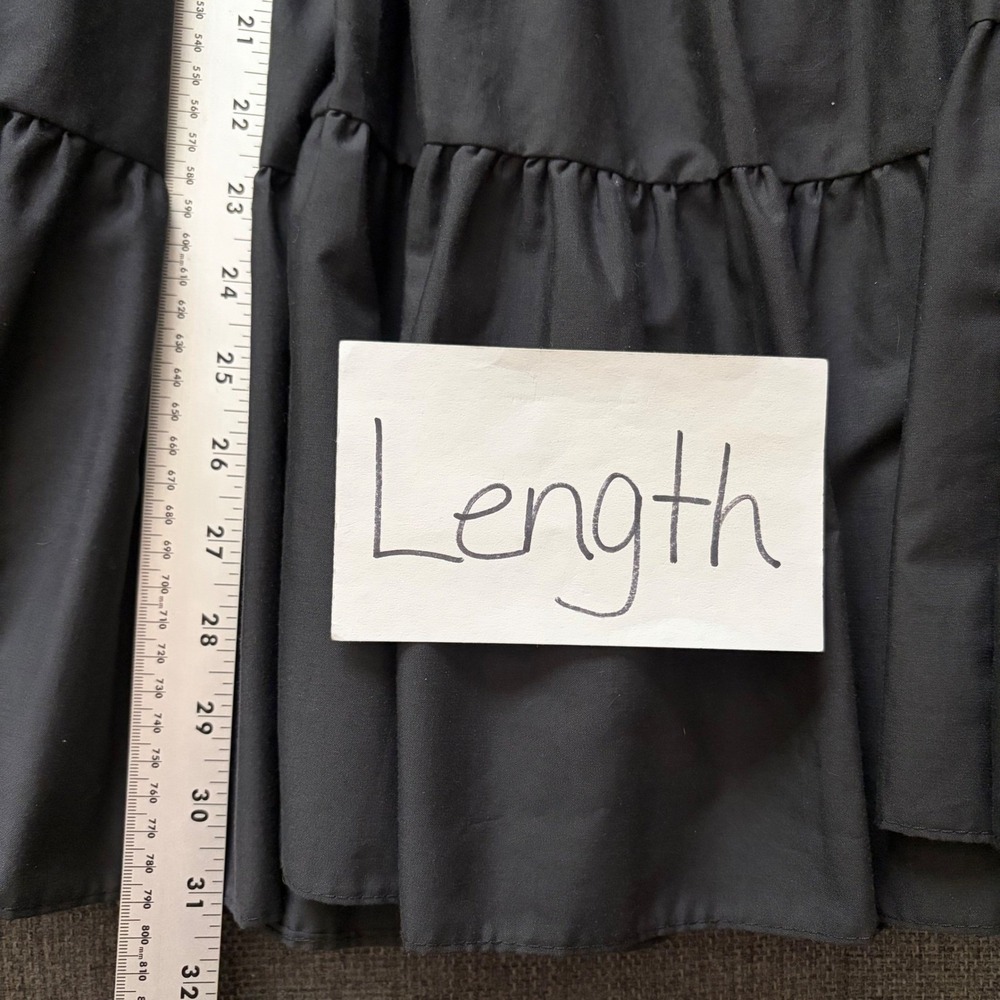 Vintage Malco Modes Black Tiered Midi Skirt Small USA Made Prairie Rockabilly - Picture 11 of 11